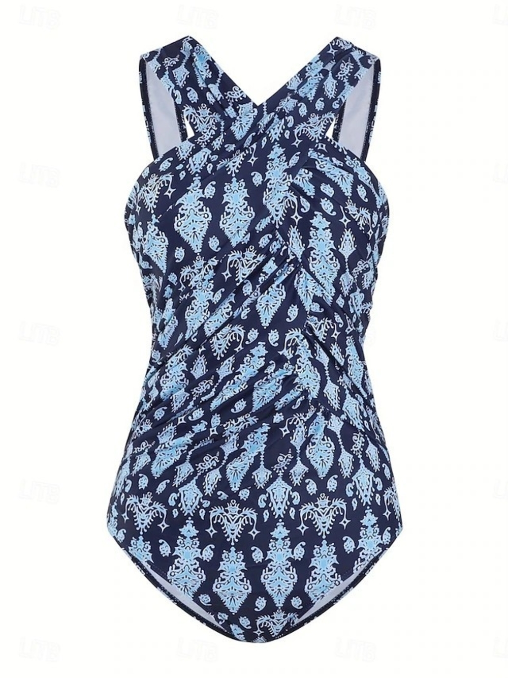 *SALE 2/$20* Blue Wide Straps Cross Front One Piece Swimsuit Size M NWT